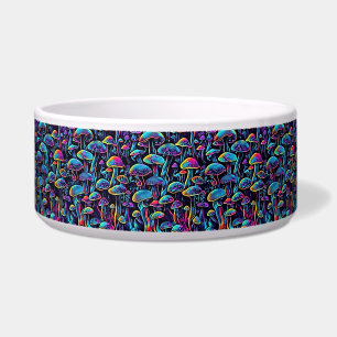 Comedero Tazón de Arte Retro Glow Mushroom - Vibrante y Gro