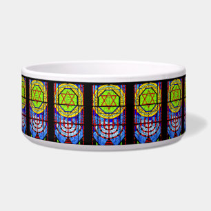 Comedero Tazón de baratijas con velas de Hanukkah iluminada