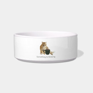 Comedero Tazón de cerámica blanco para mascotas Something I