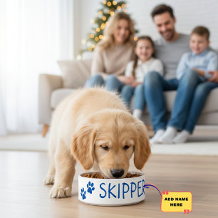 Comedero Tazón de Cerámica con Nombre de Mascota Personaliz