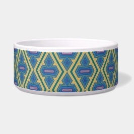 Comedero Tazón de cerámica con patrón azul y amarillo para 