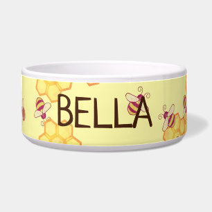 Comedero Tazón de cerámica de abeja amarilla dulce