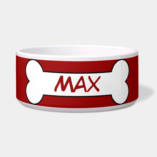 Comedero Tazón de cerámica de hueso de perro personalizado  (Frente)
