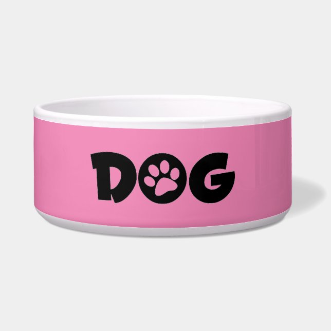 Comedero Tazón de cerámica de perro rosado (Frente)
