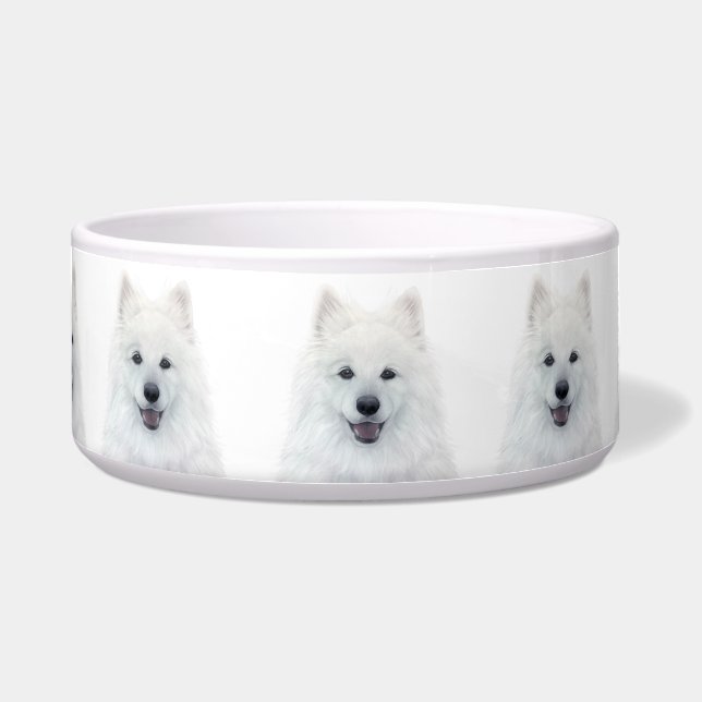 Comedero Tazón de cerámica de perro samoyed de miart (Frente)