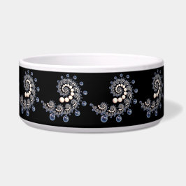 Comedero Tazón de cerámica marfil y perla azul