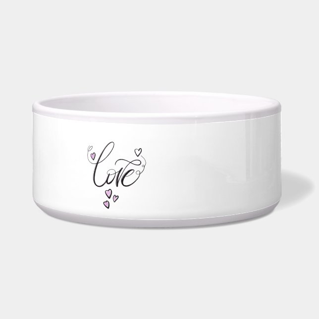 Comedero Tazón de cerámica para mascotas Love Script | Mini (Frente)