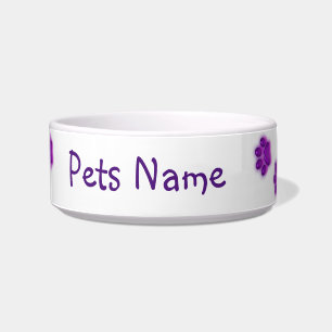 Comedero Tazón de cerámica para mascotas Purple Paws con no