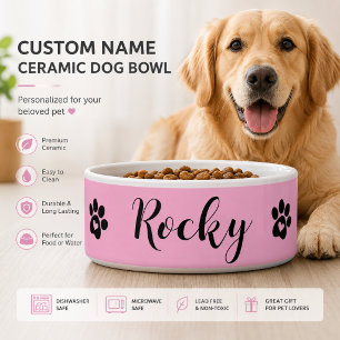 Comedero Tazón de cerámica para perro con nombre personaliz