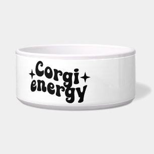 Comedero Tazón de cerámica para perros Corgi Energy