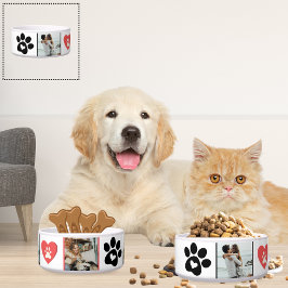 Comedero Tazón de Collage de Fotos de Gato Personalizable -