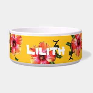 Comedero Tazón de comida de perro con Hibiscus Design - HAM