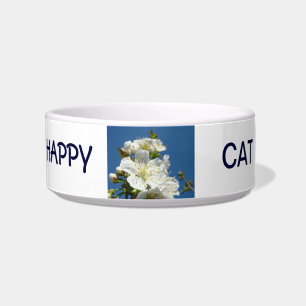 Comedero tazón de comida para gato FELIZ flores de cerezo
