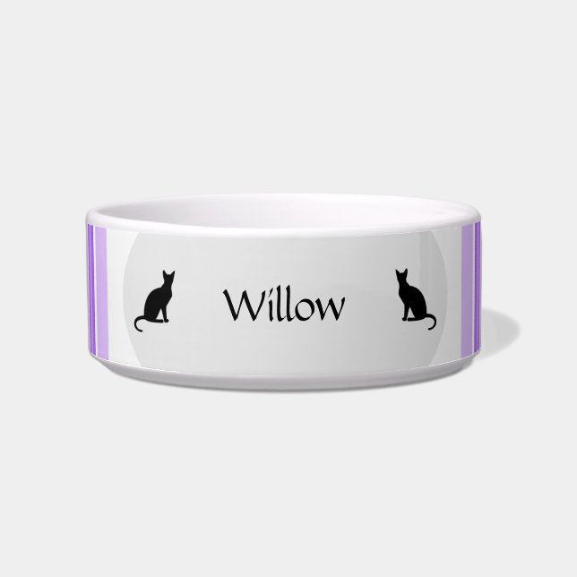 Comedero Tazón de comida para gato personalizable en morado (Frente)