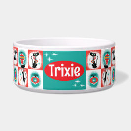 Comedero Tazón de comida para gatos de Navidad retro person