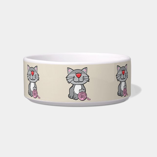 Comedero tazón de comida para gatos e hilos (Frente)