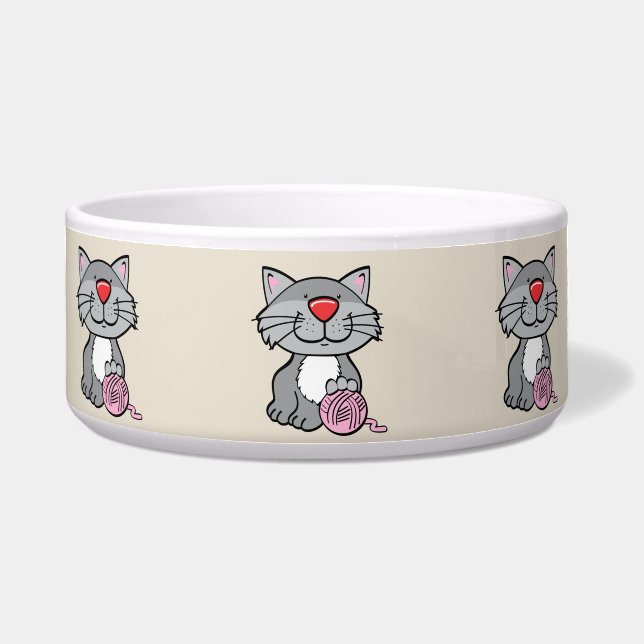 Comedero tazón de comida para gatos e hilos (Frente)