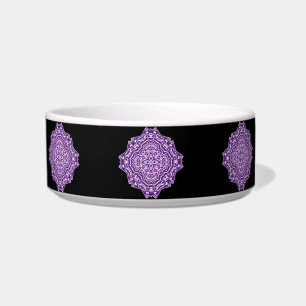 Comedero tazón de comida para gatos morado mandala