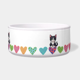 Comedero tazón de comida para mascotas gatito esmoquin cora