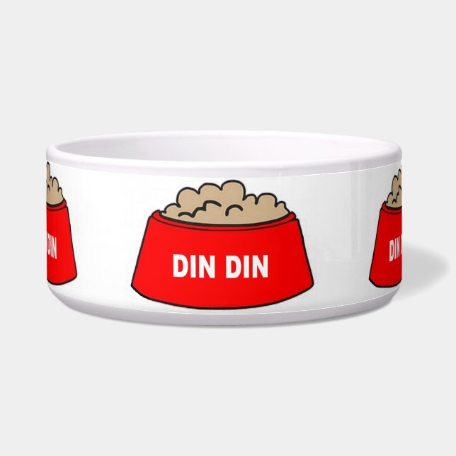 Comedero Tazón de comida para perro Tazón rojo Din Din (Frente)