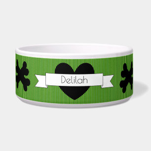 Comedero Tazón de comida para perros Green Lines with Black