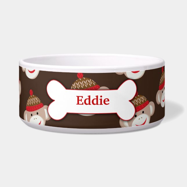 Comedero Tazón de comida para perros personalizado de mono  (Frente)