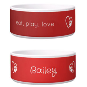 Comedero Tazón de comida para perros personalizado Red Eat