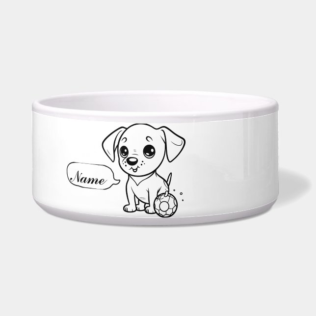 Comedero "Tazón de Dibujos de Cachorros" (Frente)
