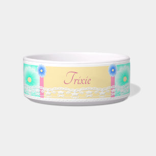 Comedero Tazón de galleta de encaje personalizado con flor 