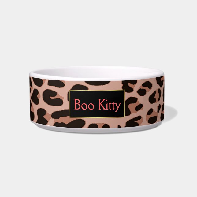 Comedero Tazón de gato de Personalizado de impresión de leo (Frente)