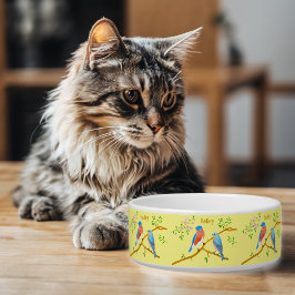 Comedero Tazón de gato o perro de pájaros azules Amarillo