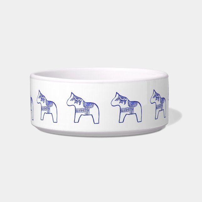 Comedero Tazón de gato para caballos azules y blancos (Frente)