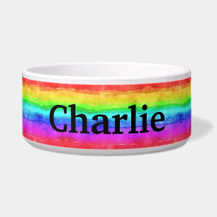 Comedero Tazón de gato/perro personalizado del arcoiris