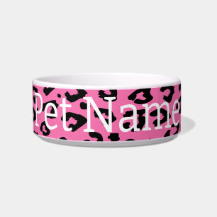 Comedero Tazón de gato personalizado con estampado de leopa