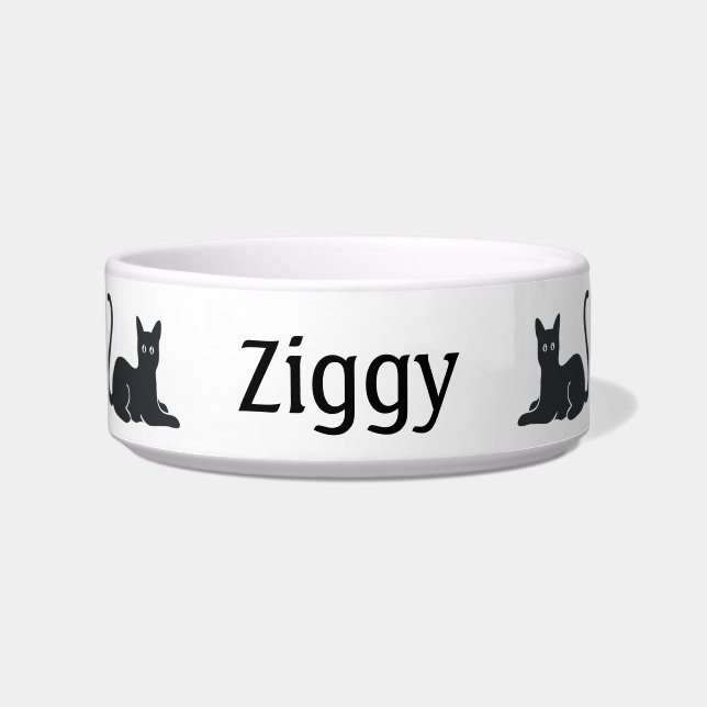 Comedero Tazón de gato personalizado para gato negro (Frente)