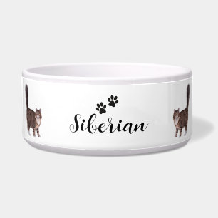 Comedero Tazón de gato siberiano personalizado con nombre y