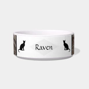 Comedero Tazón de mascota cerámica con gatos Marble marrón 