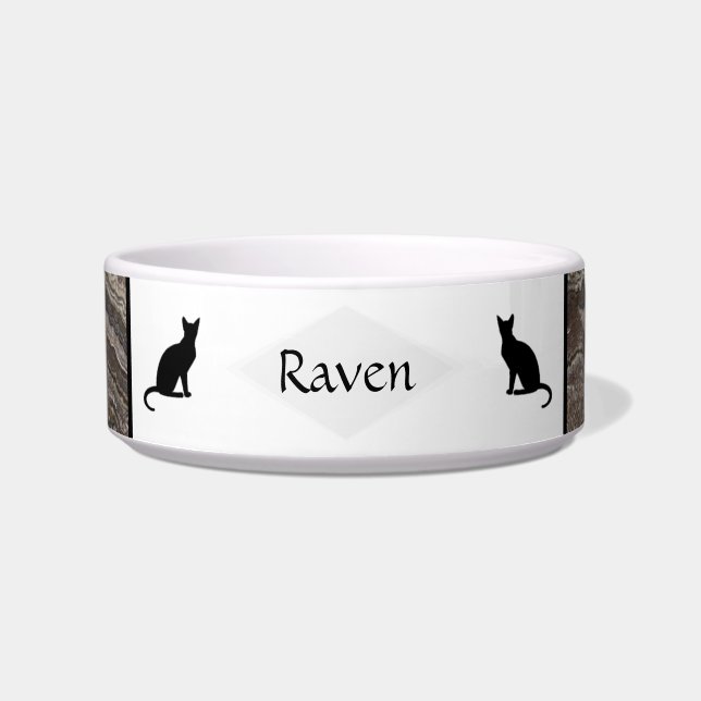 Comedero Tazón de mascota cerámica con gatos Marble marrón  (Frente)