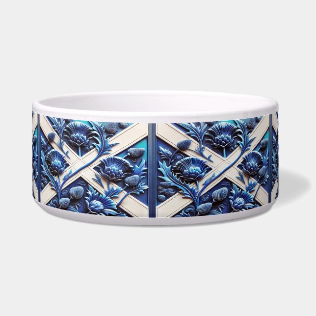 Comedero Tazón de mascota con diseño de listones escoceses (Frente)