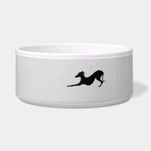 Comedero Tazón de mascota con Greyhound italiano encima