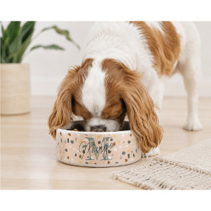 Comedero Tazón de mascota con monograma de terrazzo persona