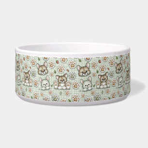 Comedero Tazón de mascota de cerámica con estampado de pata