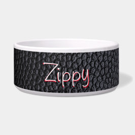 Comedero Tazón De Mascota De Cerámica Simple Cuero Negro Fa