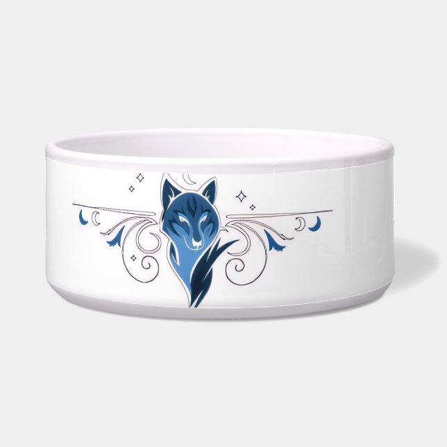 Comedero Tazón de mascota lobo azul (Frente)