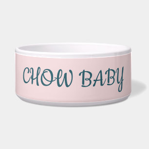 Comedero Tazón de mascota rosa CHOW personalizado