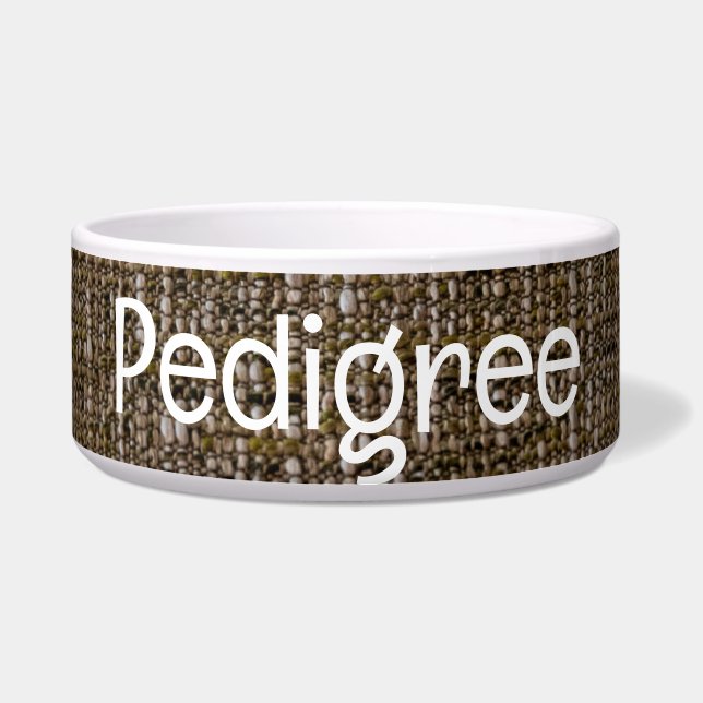 Comedero Tazón de mascota textil marrón con PEDIGREE Textos (Frente)