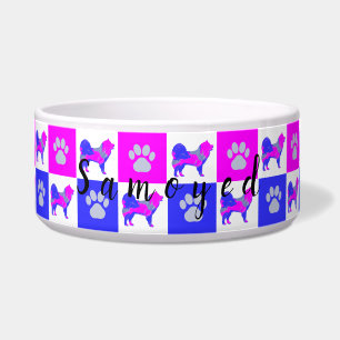 Comedero Tazón de mascotas azul y rosado caliente de perro 