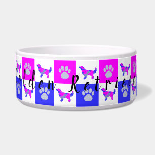Comedero Tazón de mascotas azul y rosado caliente del perro