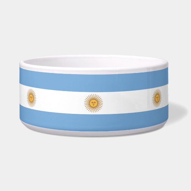 Comedero Tazón de mascotas con bandera argentina (Frente)