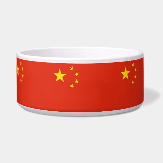 Comedero Tazón de mascotas con bandera china (Frente)
